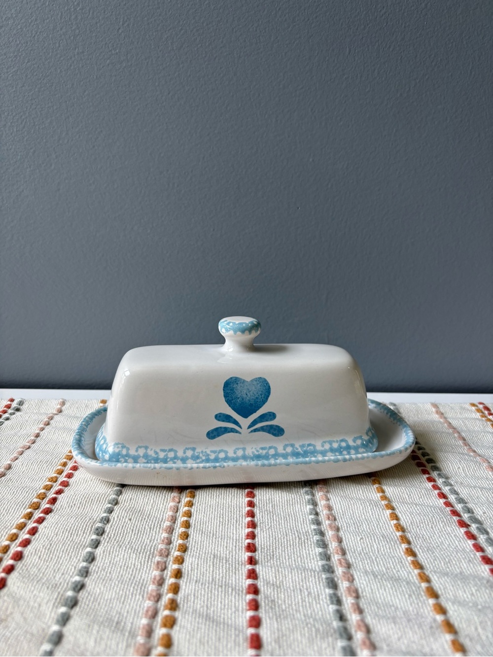 Vintage Corelle "Blue Hearts" Butter Dish